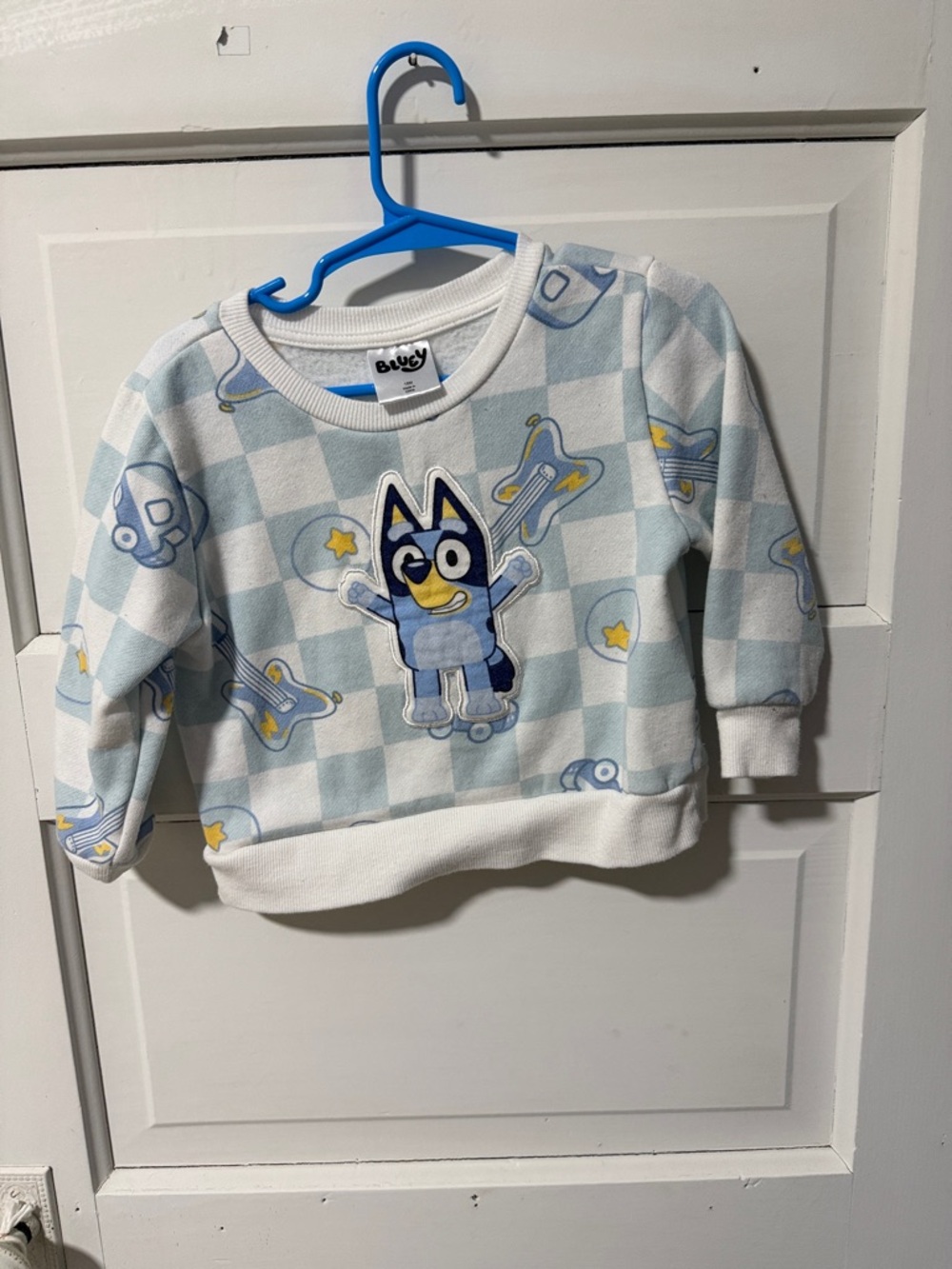 Blue Checkered 'Bluey' Pullover Sweatshirt for Kids